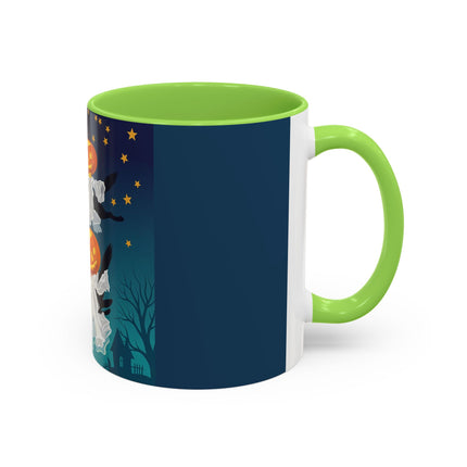 🐈‍⬛🎃 The Flying Black Cats Of Halloween Colorful Mug – Whimsical Storybook Charm