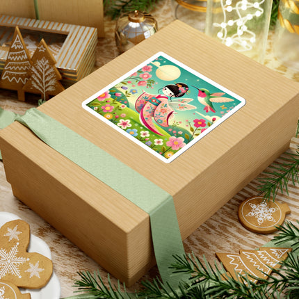 Geisha Fairy and the Hummingbird Blossom Kiss-Cut Stickers (4 Sizes)