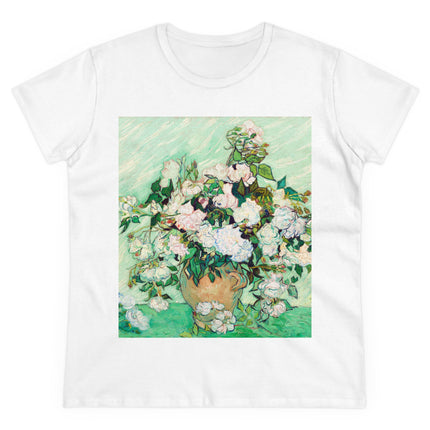 Roses by Vincent Van Gogh Women's Midweight Cotton Tee