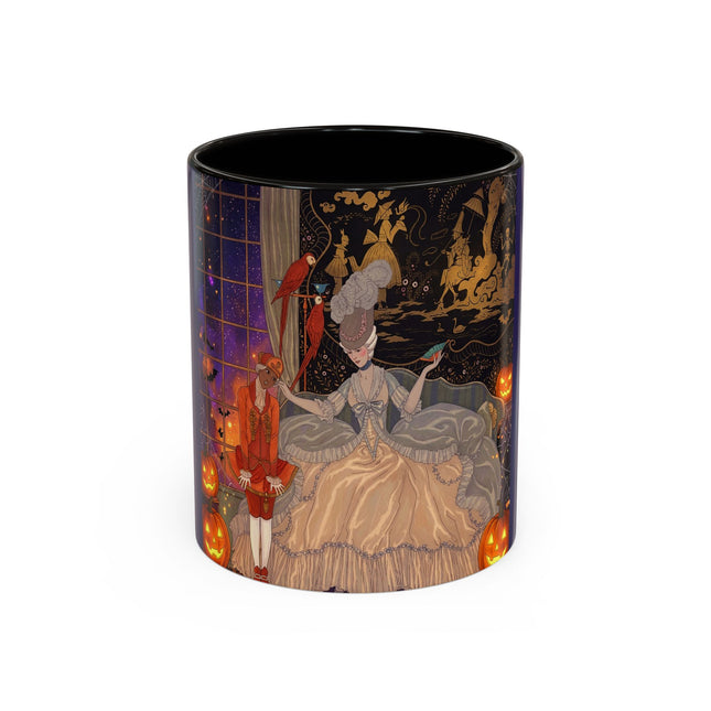 🌙🎃 The Moonlit Parlor Masquerade Colorful Mug – Elegant Halloween Romance