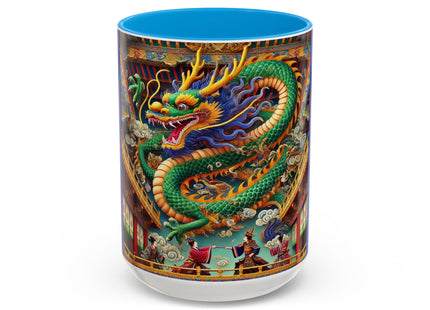 Tibetan Dragon Over Kabuki Duel Colorful Mugs (11oz, 15oz)