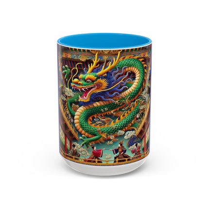 Tibetan Dragon Over Kabuki Duel Colorful Mugs (11oz, 15oz)