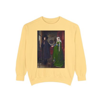 Arnolfini Portrait by Jan Van Eyck Unisex Garment-Dyed Sweatshirt