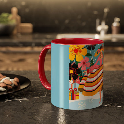 🌼🎄 The Christmas Blossom Belle Colorful Mug – Colorful Art Deco Holiday Fantasy