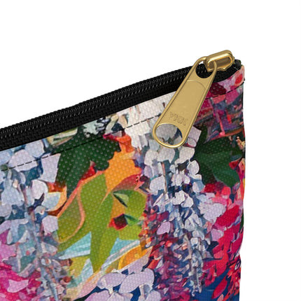 Golden Wisteria Elegance Accessory Pouch – Klimt Inspired Japanese Art Nouveau Design