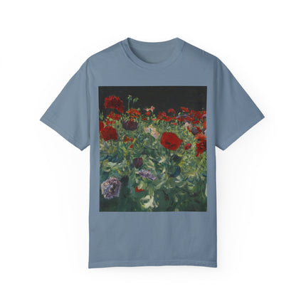 Poppies (A Study of Poppies for Carnation, Lily, Lily, Rose) by John Singer Sargent Unisex Garment-Dyed T-shirt
