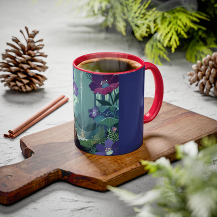 The Lady Of The Moonlit Fountain Colorful Mugs – Art Deco Botanical Serenity