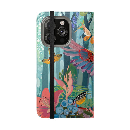 🦖🦋 Colorful Raptor Flip Case – Butterfly Wonder & Forest Adventure