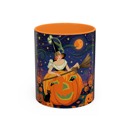 🧙‍♀️🎃 The Witch Of Pumpkin Moon Hollow Colorful Mug – Whimsical Halloween Magic