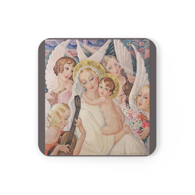 Madonna with Child surrounded by musical angels by Gerda Wegener Cork Back Coaster