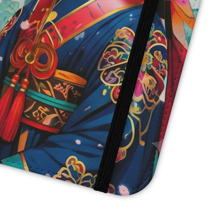 🦊⚔️ Cyberpunk Samurai Maiden Flip Case – Neon Grace & Warrior Courage
