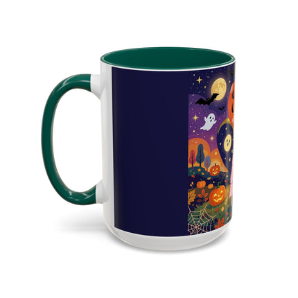 🎃🐈‍⬛ The Pumpkin Moon Embrace Colorful Mug – Whimsical Halloween Charm