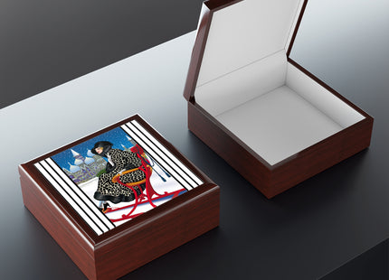 Elegant Winter Woman in Sleigh Jewelry Box