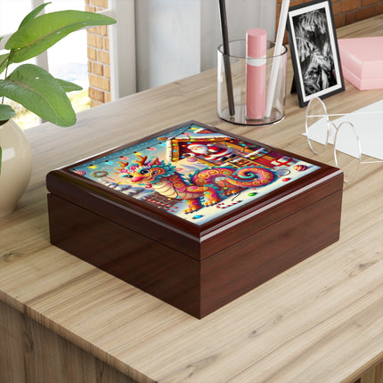 Playful Dragon's Christmas Jewelry Box
