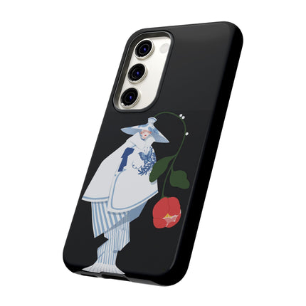 Blue & White Porcelain Geisha Phone Case – Elegant Mystery & Floral Grace
