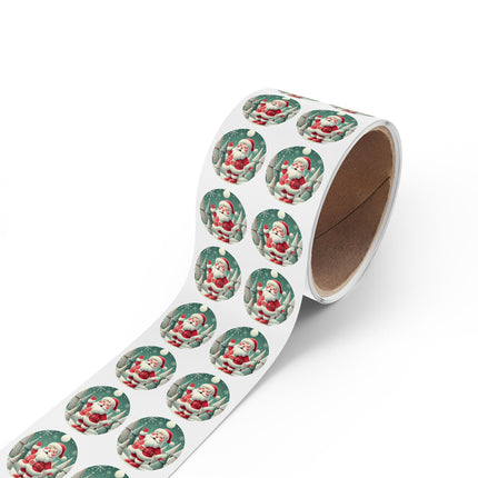 Santa's Joyful Night Round Sticker Label Rolls