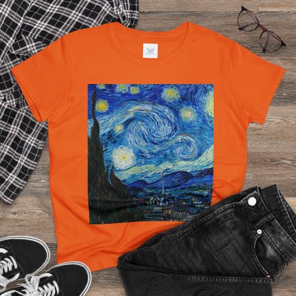 The Starry Night by Vincent Van Gogh Women's Midweight Cotton Tee