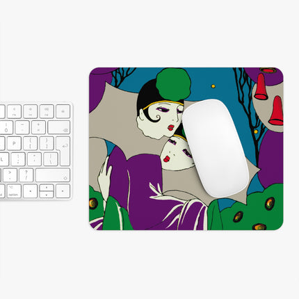 Two Pierrots Mouse Pad, Round and Rectangle