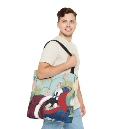💌🌸 The Lady Of The Secret Letters Tote Bag – Art Deco Floral Elegance