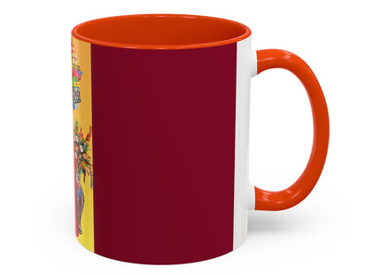 Elegant Holiday Woman with Gifts Colorful Mugs (11oz, 15oz)