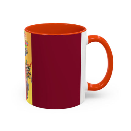 Elegant Holiday Woman with Gifts Colorful Mugs (11oz, 15oz)
