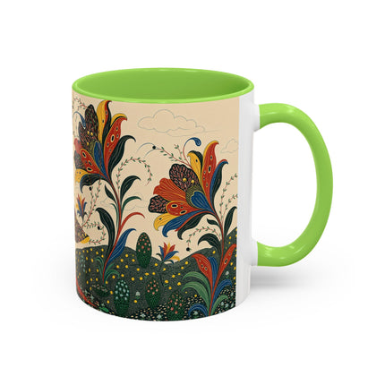 🌺🦋 The Enchanted Floral Voyage Colorful Mug – Art Deco Botanical Whimsy