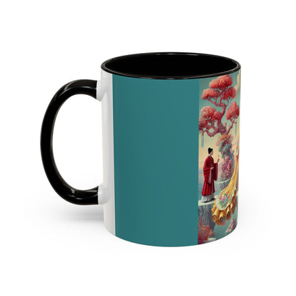 Cherry Blossom Courtesans & Crimson Crab Colorful Mug – Imperial Elegance & Playful Charm
