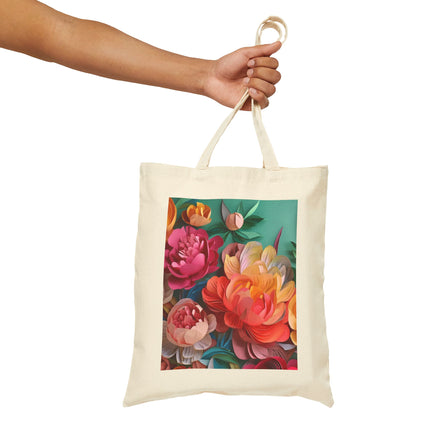 Peonies in Full Bloom Cotton Canvas Tote Bag