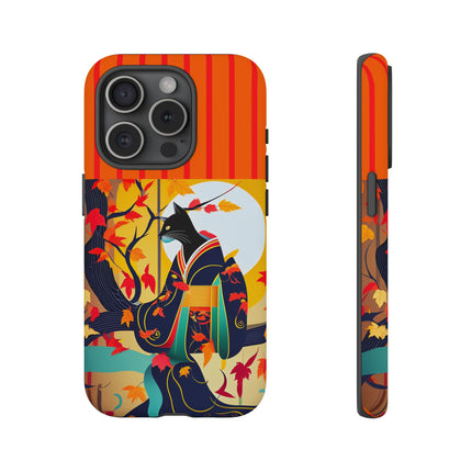 Black Cat in Kimono Phone Cases