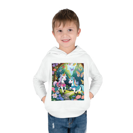 Baby Unicorns and Fluttering Butterflies Toddler Pullover Fleece Hoodie
