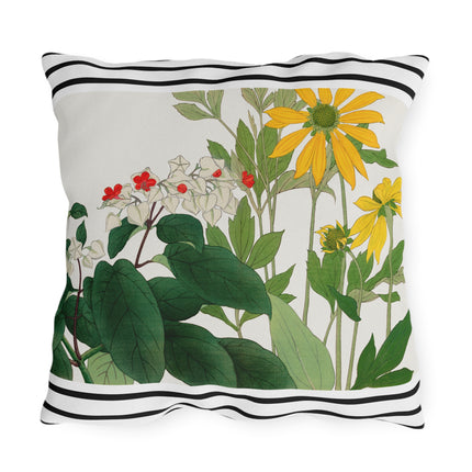 Clerodendrum & Rudbeckia Flower by Tanigami Kônan Outdoor Pillows