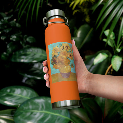 Vase with Twelve Sunflowers by Vincent Van Gogh Copper Vacuum Insulated Bottle, 22oz