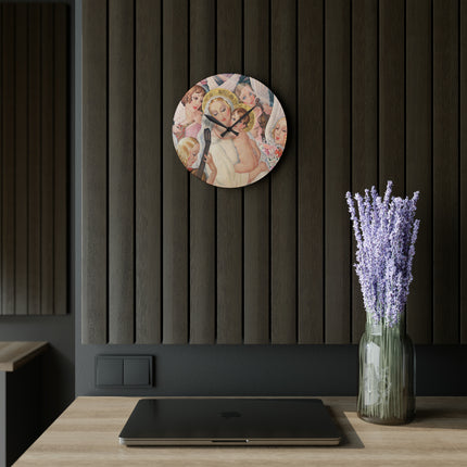 Madonna with Child Surrounded by Musical Angels Acrylic Wall Clock, Round and Square