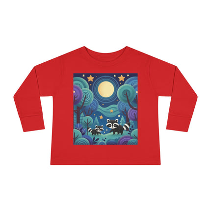 Enchanted Nighttime Raccoons Toddler Long Sleeve Tee