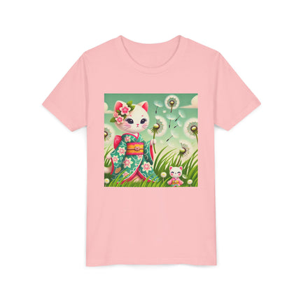Geisha Kitten and the Dandelion Wish Youth Short Sleeve Tee