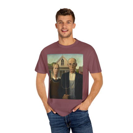 American Gothic by Grant Wood Unisex Garment-Dyed T-shirt
