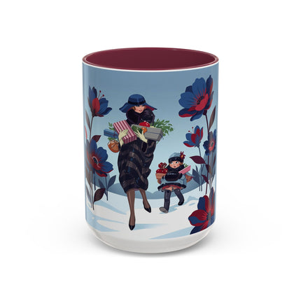🎁🌺 The Christmas Gift Garden Stroll Colorful Mug – Art Deco Holiday Fantasy