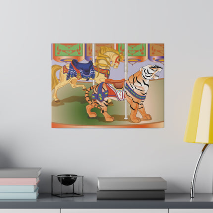 Carousel Splendor – Golden Horse and Tiger on a Whimsical Ride