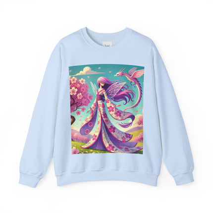 Petals in the Wind: The Kimono Fairy and the Sky Dragon Heavy Blend™ Crewneck Sweatshirt