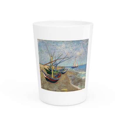 Fishing Boats on the Beach at Saintes-Maries by Vincent Van Gogh Ceramic Shot Glass
