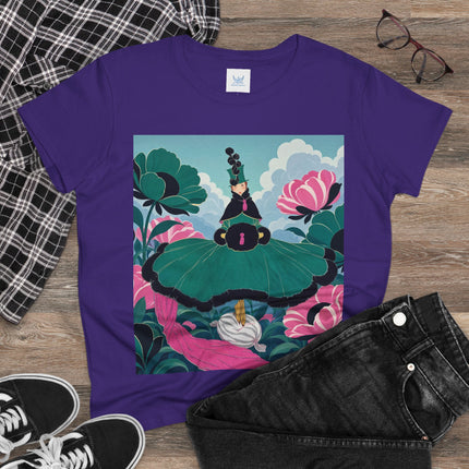 💚🌸 The Emerald Blossom Enchantress Cotton Tee – Art Deco Floral Fantasy