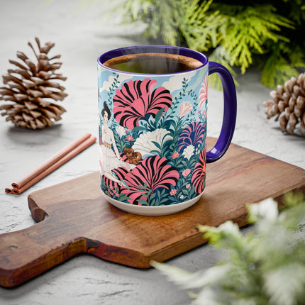 🌸🦋 The Enchanted Pink Blossom Retreat Colorful Mug – Art Deco Floral Whimsy