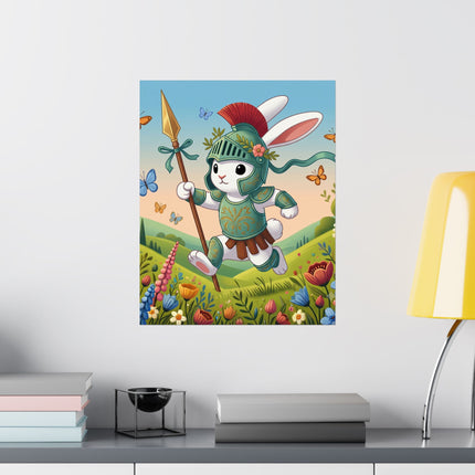 🐇⚔️ Rabbit Gladiator Matte Vertical Poster – Courage, Adventure & Meadow Heroics