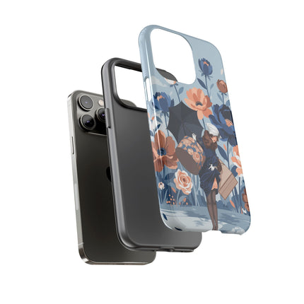 ☂️🌺 The Lady Of The Traveling Garden Phone Case – Art Deco Floral Adventure