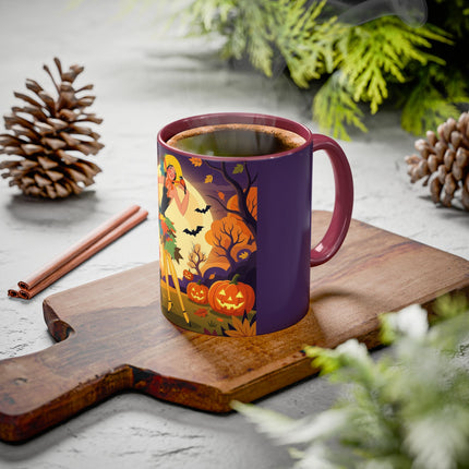 🌕🍂 Autumn Song Beneath The Harvest Moon Colorful Mug – Whimsical Halloween Charm