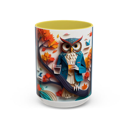 Owl at an Autumn Park Colorful Mugs (11oz, 15oz)
