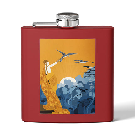 Falcon Mistress Stainless Steel Flask – Art Deco Majesty & Mythic Freedom