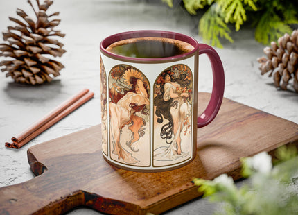 The Seasons by Alphonse Maria Mucha Colorful Mugs (11oz, 15oz)