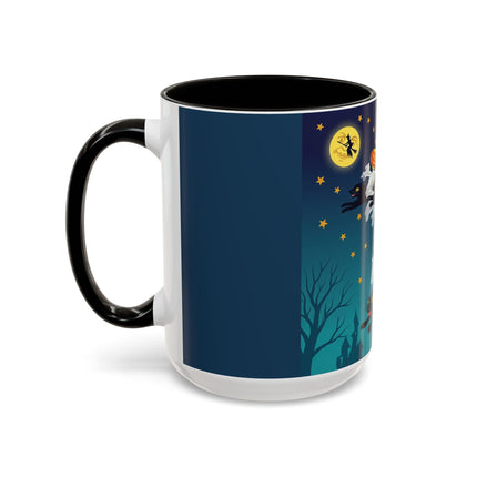 🐈‍⬛🎃 The Flying Black Cats Of Halloween Colorful Mug – Whimsical Storybook Charm