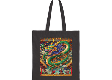 Tibetan Dragon Over Kabuki Duel Cotton Canvas Tote Bag